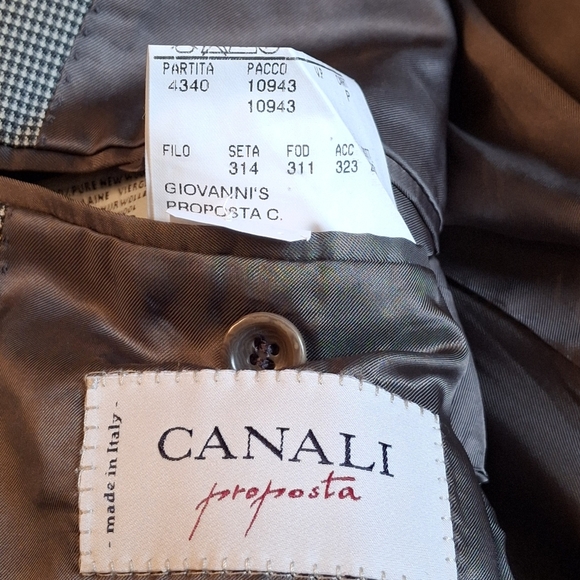 Canali Proposta Gray Houndstooth Dinner Jacket Made in Italy Men Size US 44R - Picture 11 of 13